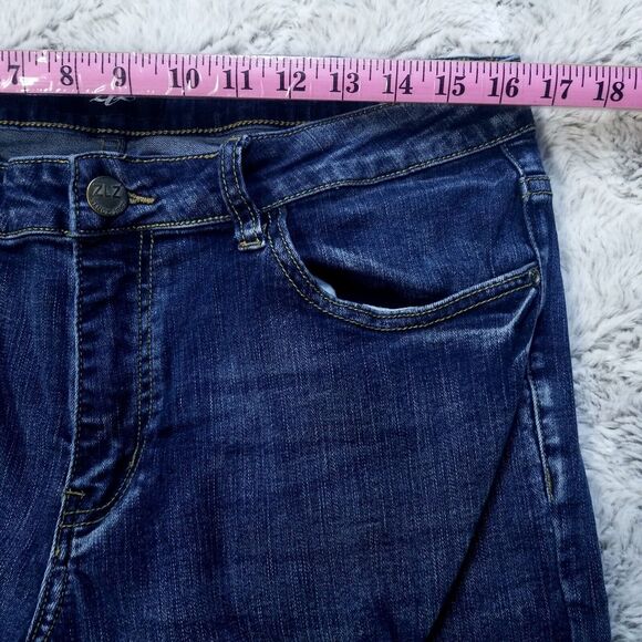 ZLZ Denim Jeans Mens 34x32 Blue Distressed Slim Straight Dark Wash Denim - Picture 3 of 12